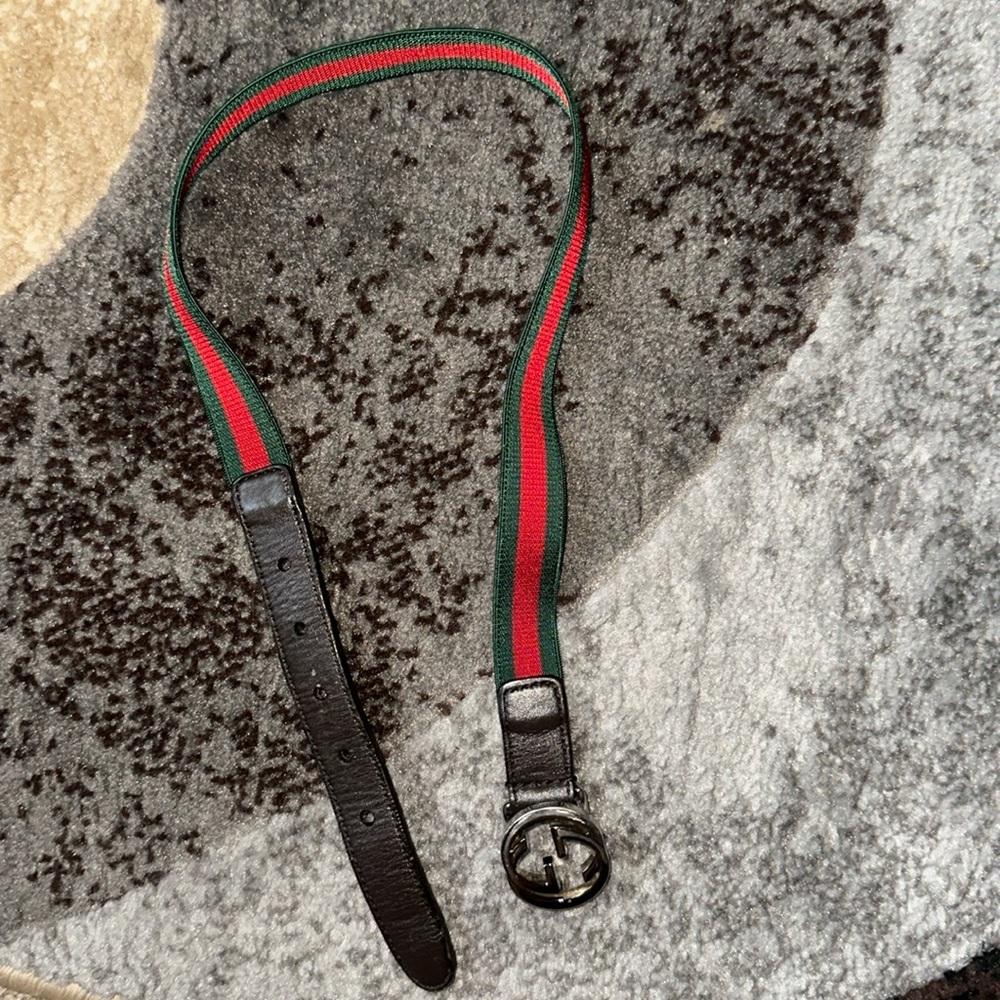 Kids web green Gucci belt sliver hardware